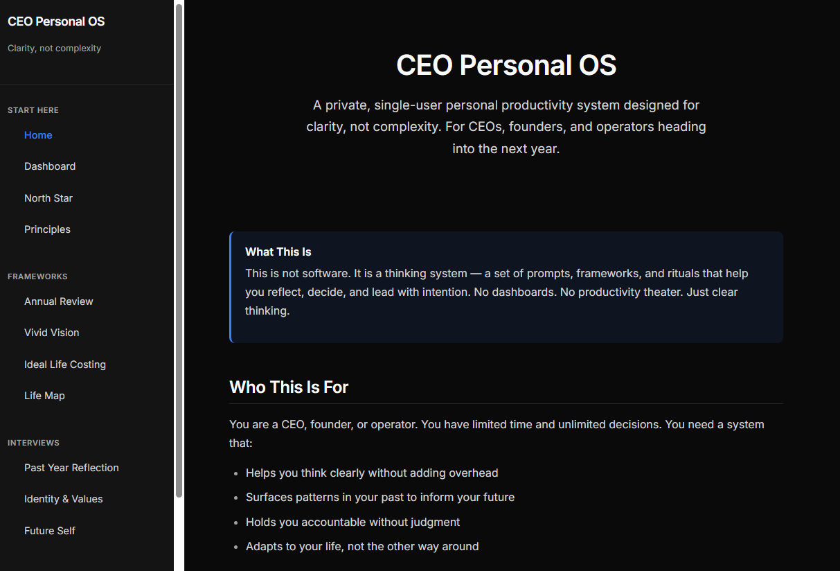 CEO Personal Operating System | Executive Decision Framework