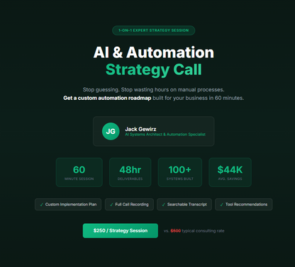 AI Automation Strategy Consulting Call | 1-Hour Expert Session with Implementation Plan | Jack Gewirz