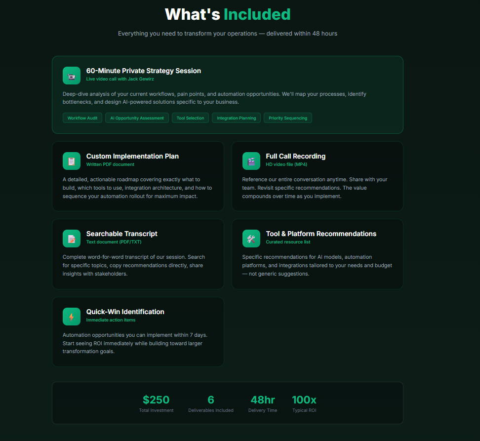 AI Automation Strategy Consulting Call | 1-Hour Expert Session with Implementation Plan | Jack Gewirz